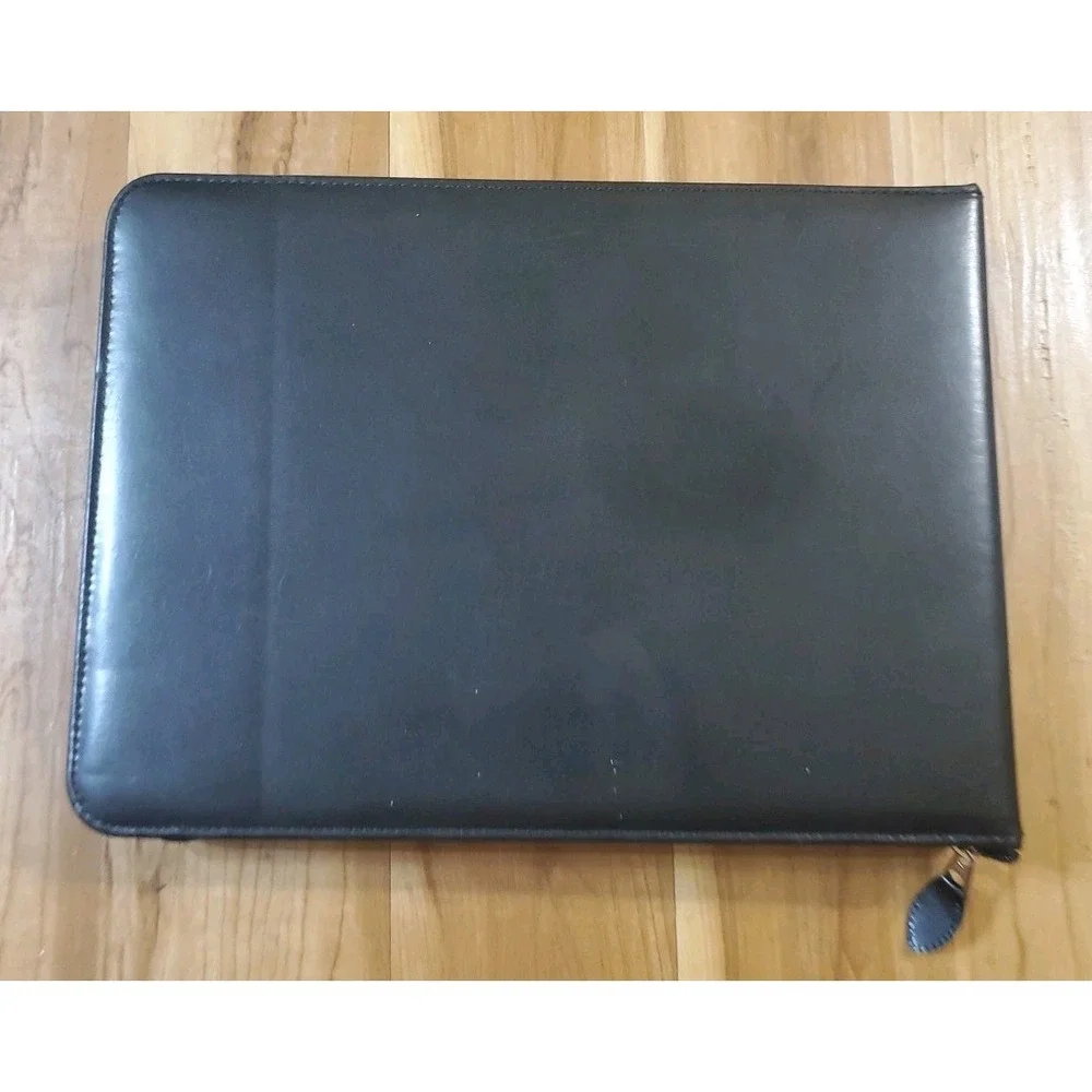 Black Genuine Leather Zippered Zip‎ Around Portfolio Documents 15.5